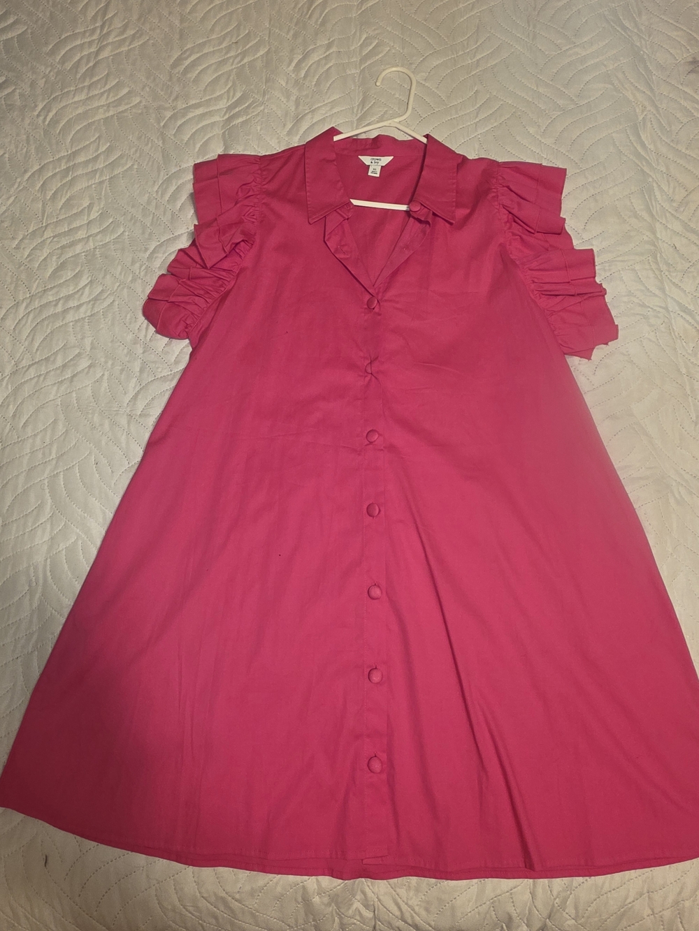 Crown & Ivy Pink Ruffle Sleeve Mini Dress Size XL Like New
